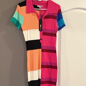 Fashion Nova Multicolor Striped Midi Dress